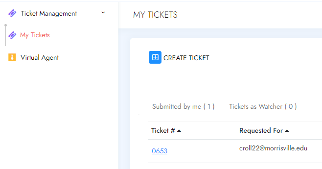 You may view tickets that you have previously submitted from the main screen.