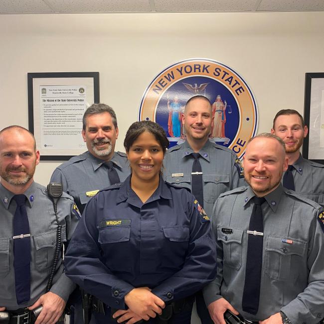 Pictured back row, from left: Lt. McCartney, Officer Stephen Leuthauser, Officer Cody Welch Front row, from left: Officer Luke Learned, Officer Nicole Wright, Officer Tyler Morgan Not pictured, Lt. Netzband