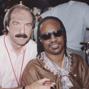 Larry Droppa with Stevie Wonder on his tour